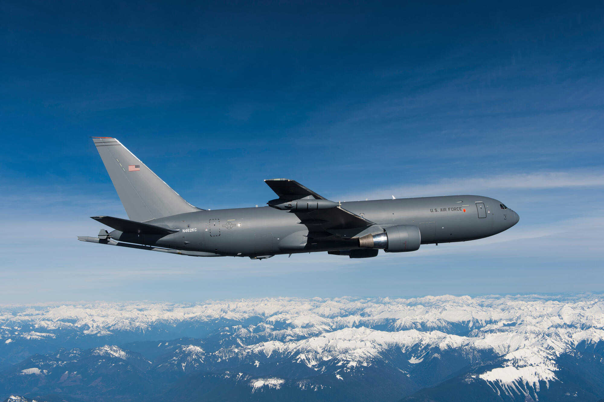 Boeing Flight Test & Evaluation - Boeing Field - KC-46, VH004, EMD2, F-18 initial contacts with KC-46, Pegasus